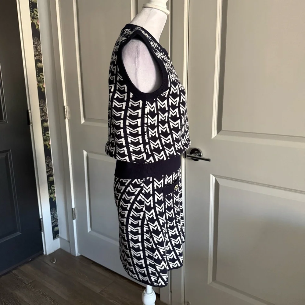 NWT Maje Navy and White Matching M-Knit Sweater Vest and Skirt Set Size M - Picture 2 of 7